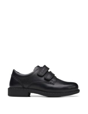 Clarks Boys Leather Riptape School Shoes (8 Small - 121/2 Small) - 8 SG - Black, Black