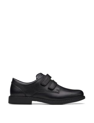 Clarks Boys Leather Riptape School Shoes (13 Small - 21/2 Large) - 13 SG - Black, Black