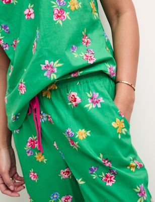 Nobody'S Child Womens Pure Cotton Floral Pyjama Set - 8-10 - Green Mix, Green Mix,White Mix,Multi