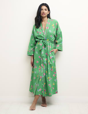 

Womens Nobody's Child Pure Cotton Floral Long Robe - Green Mix, Green Mix