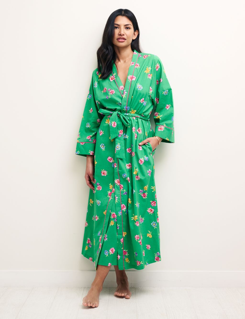 Pure Cotton Floral Long Robe image 1