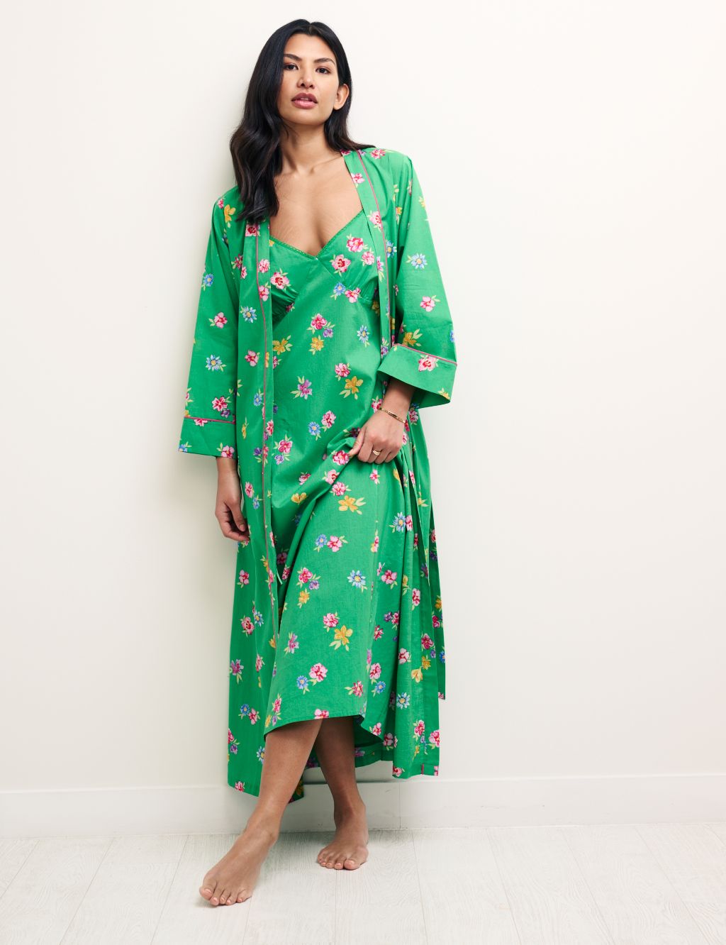 Pure Cotton Floral Long Robe image 3