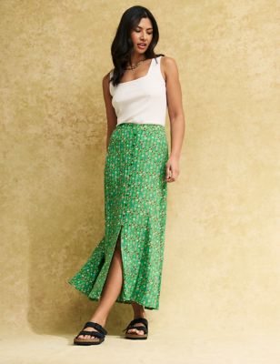 

Womens Nobody's Child Floral Button Front Midaxi Slip Skirt - Green Mix, Green Mix