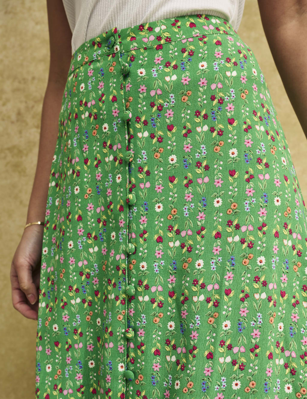 Floral Button Front Midaxi Slip Skirt image 3