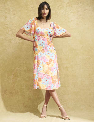 

Womens Nobody's Child Floral Angel Sleeve Midi Tea Dress - Multi, Multi