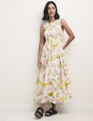 

Womens Nobody's Child Organic Cotton Printed Midi Waisted Dress - Multi, Multi