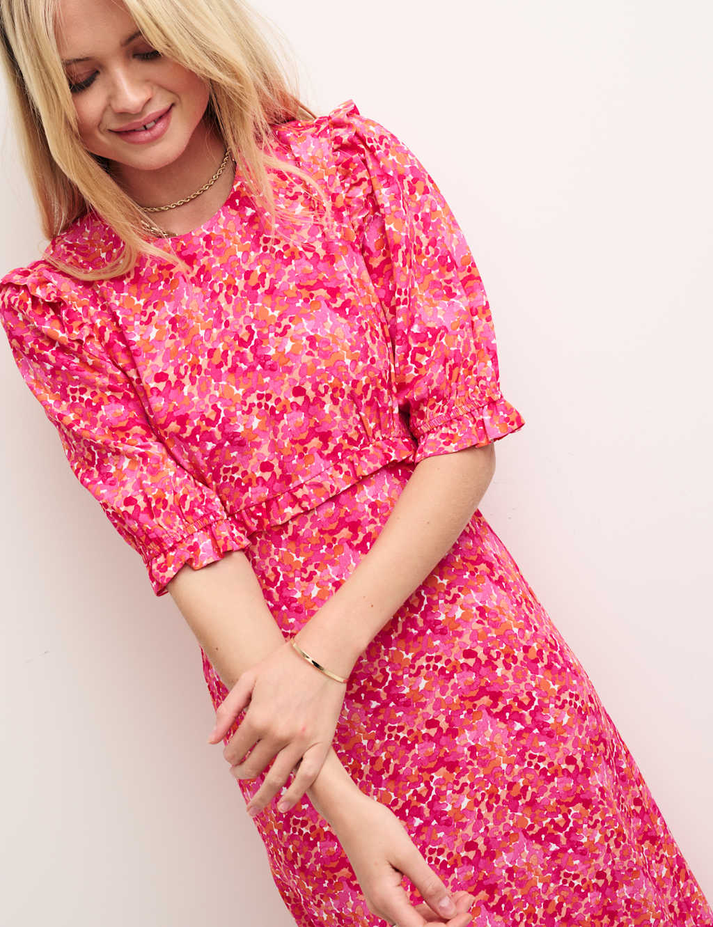 Printed Frill Detail Midi Tea Dress image 2