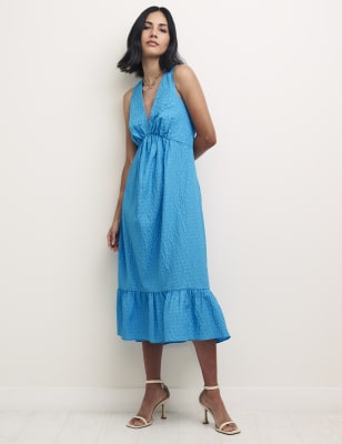 

Womens Nobody's Child V-Neck Midi Smock Dress - Blue, Blue