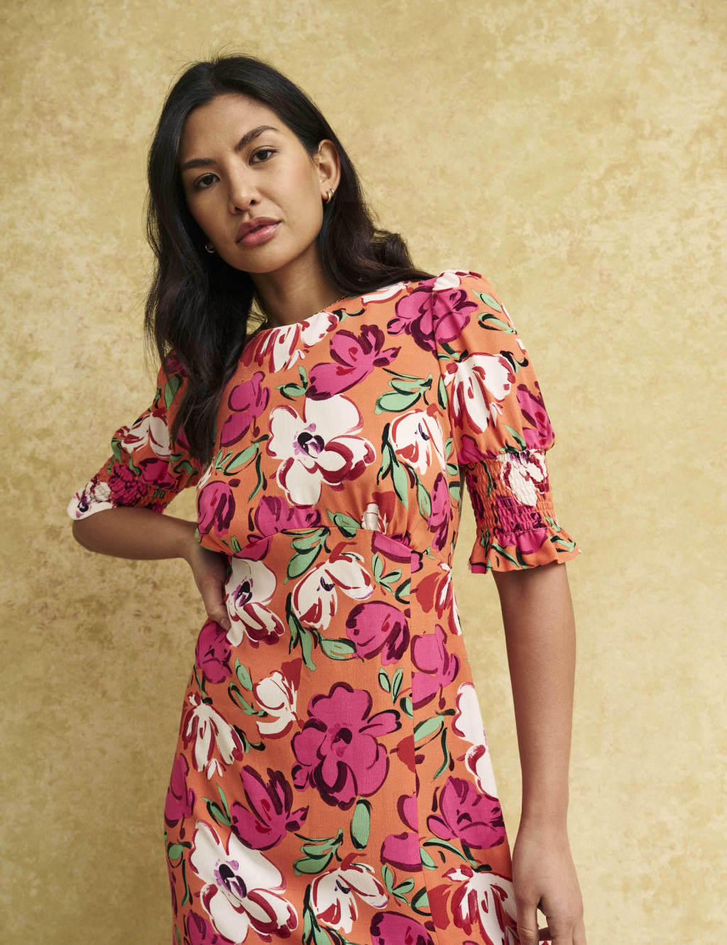 Floral Crew Neck Midi Tea Dress image 2