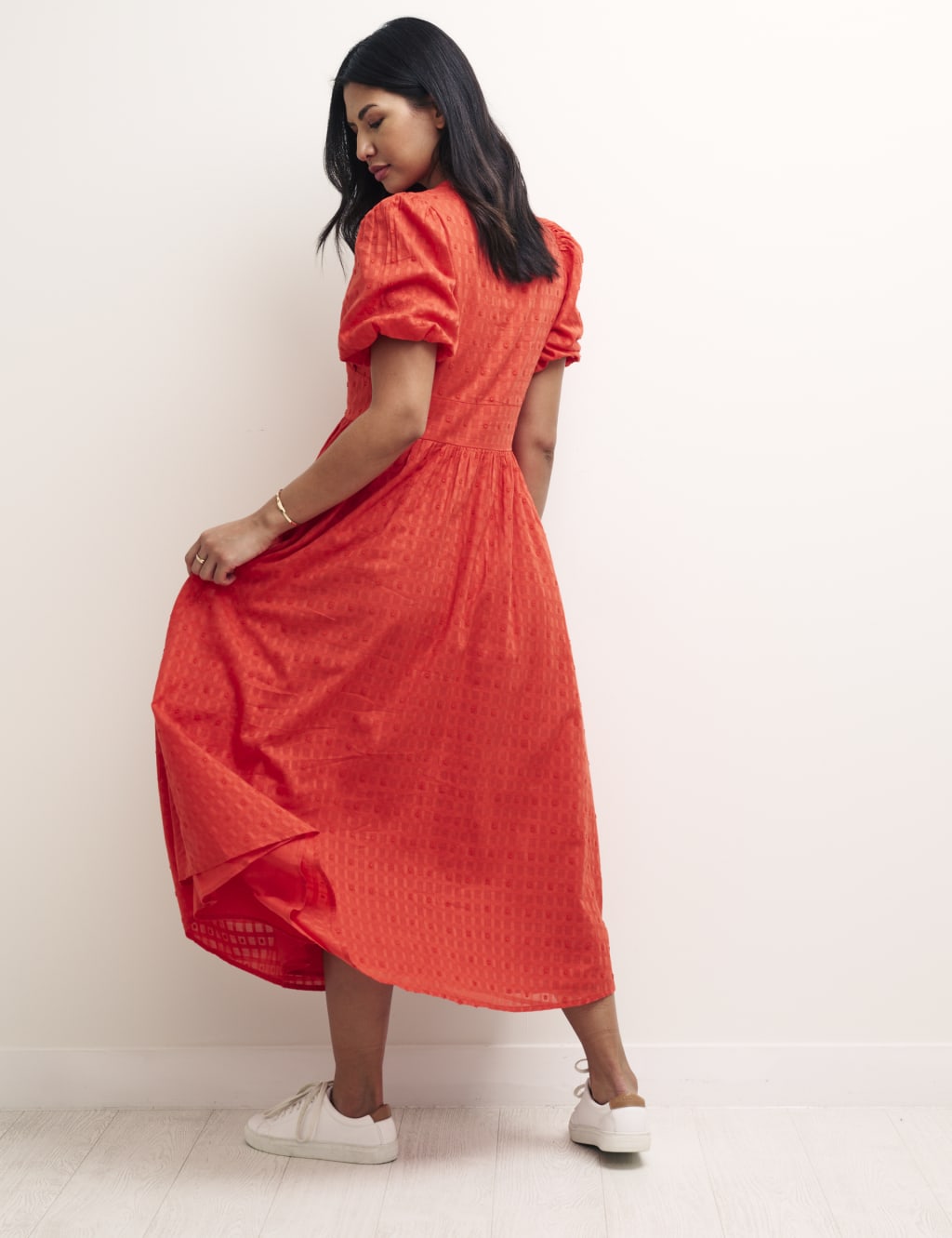 Organic Cotton Embroidered V-Neck Midaxi Dress image 2