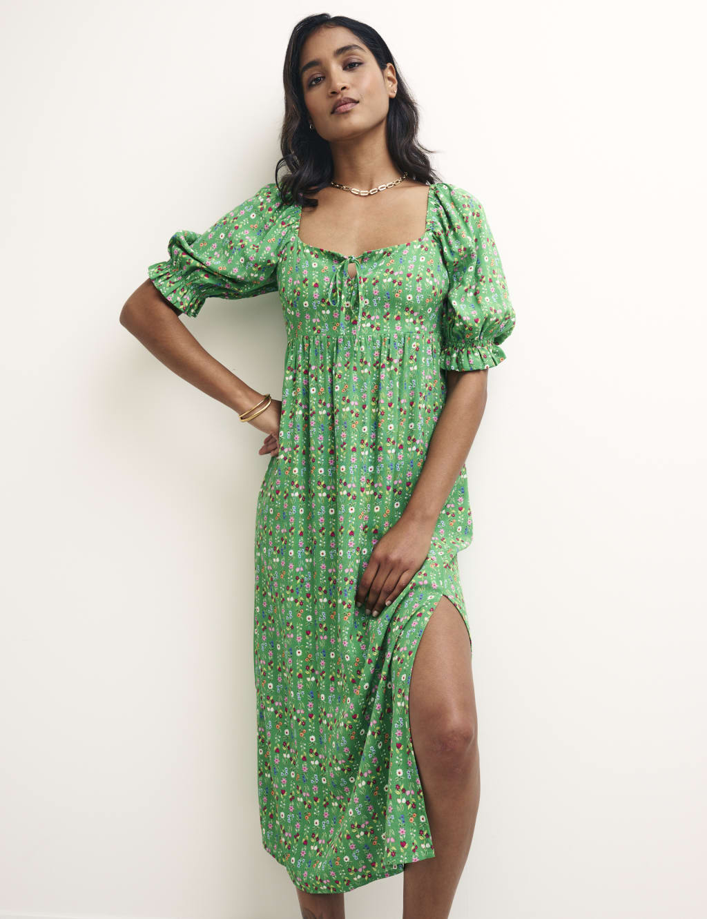 Floral Square Neck Midi Tea Dress image 5