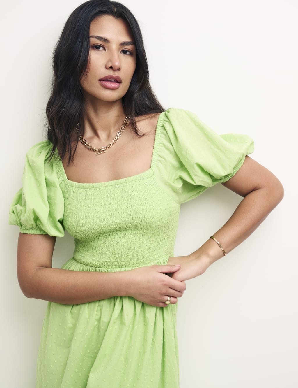 Organic Cotton Square Neck Midi Tiered Dress image 3