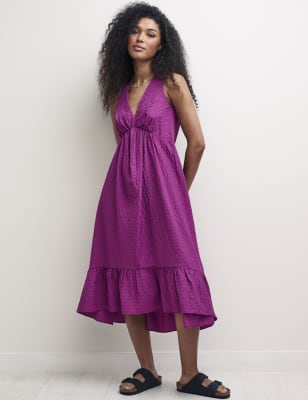 

Womens Nobody's Child Textured V-Neck Midi Smock Dress - Purple, Purple