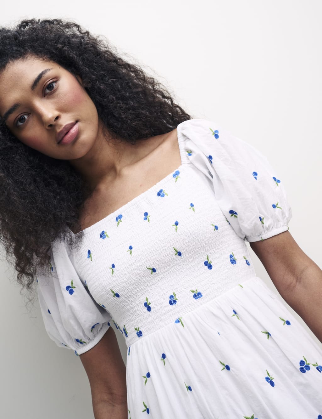 Organic Cotton Printed Square Neck Midi Dress image 3