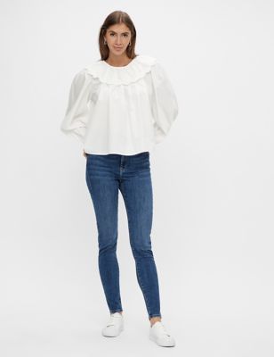 M&S Y.A.S Womens Pure Cotton Long Sleeve Blouse