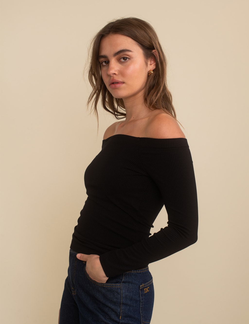 Ribbed Off The Shoulder Top image 3