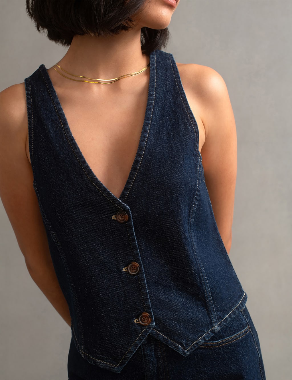 Denim Single Breasted Waistcoat image 2