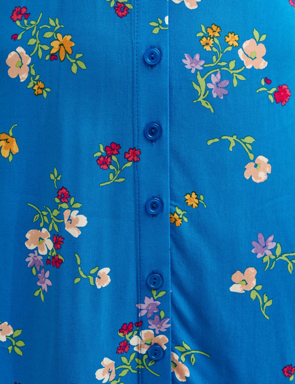 Floral V-Neck Button Through Midi Tea Dress image 4