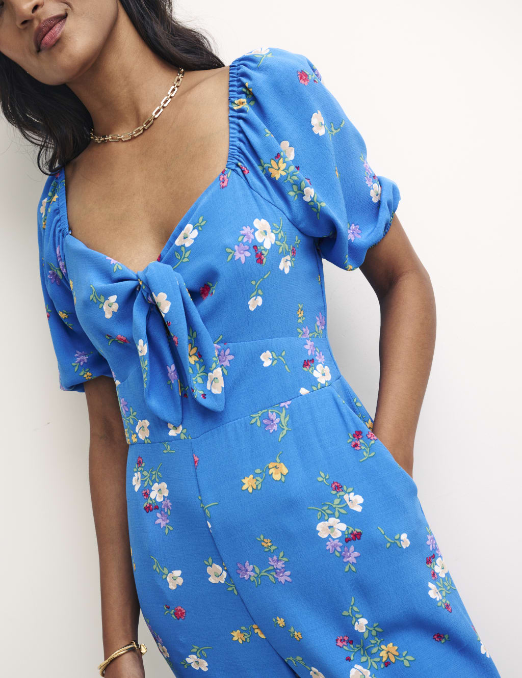 Floral Tie Detail Cropped Wide Leg Jumpsuit image 5