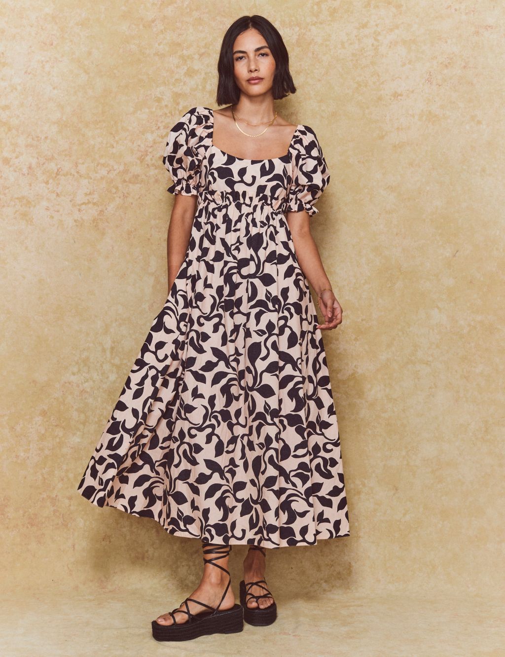 Organic Cotton Printed Midi Tea Dress image 1