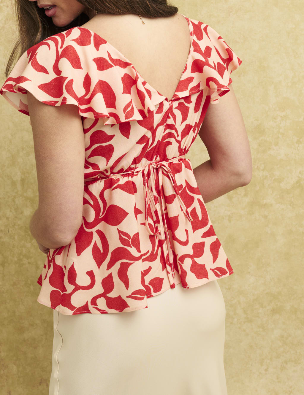Floral Frill Detail Peplum Top image 5
