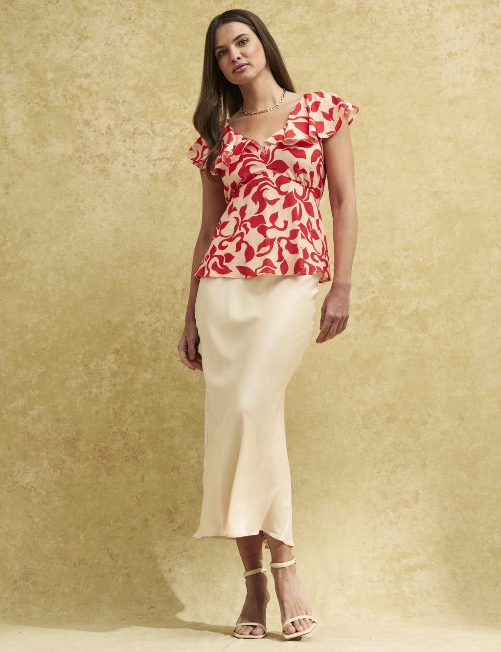 Floral Frill Detail Peplum Top image 7