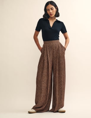 Animal print 2025 wide leg trousers