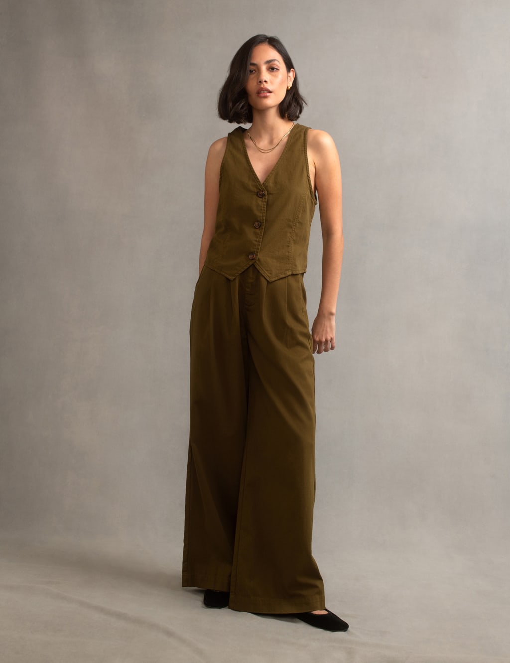 Twill Wide Leg Trousers image 1