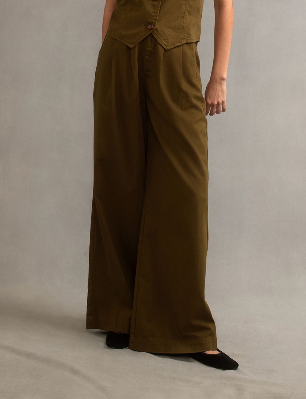 Twill Wide Leg Trousers image 4