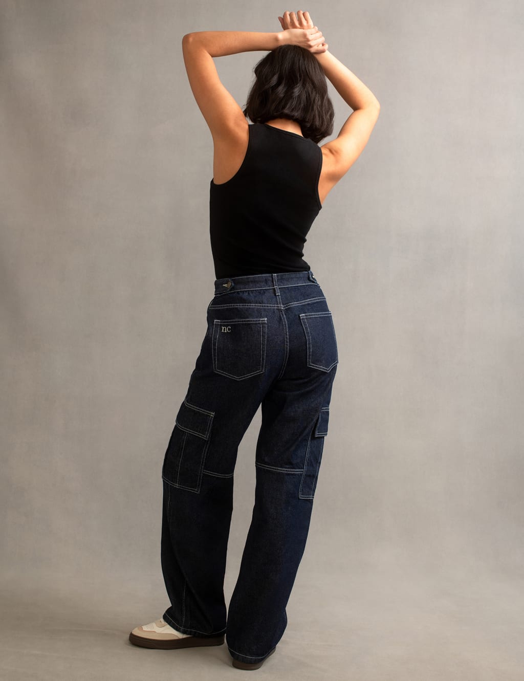 High Waisted Straight Leg Cargo Jeans image 3