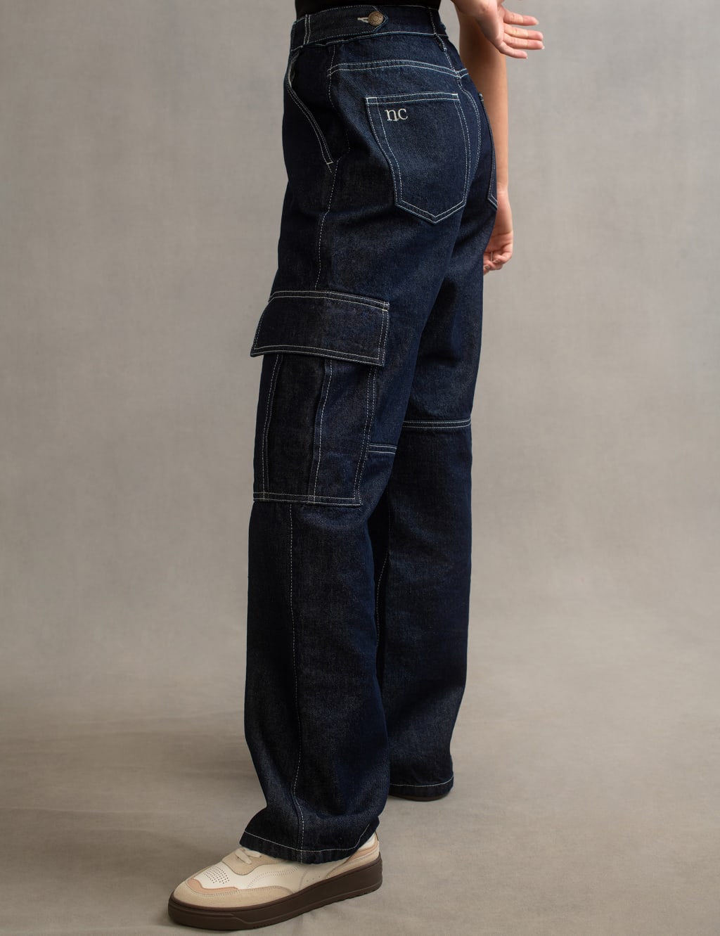 High Waisted Straight Leg Cargo Jeans image 4
