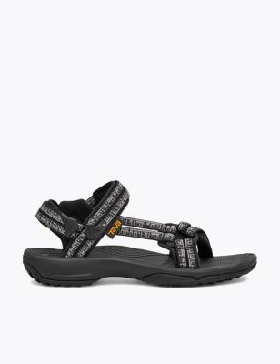Teva Womens Terra Fi Lite Ankle Strap Flat Sandals - 5 - Black/Grey, Black/Grey,Light Blue Mix