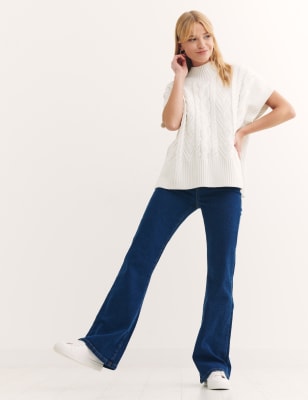 

Womens Nobody's Child Strickpullover aus reiner Baumwolle mit Stehkragen und Zopfmuster - Cream, Cream