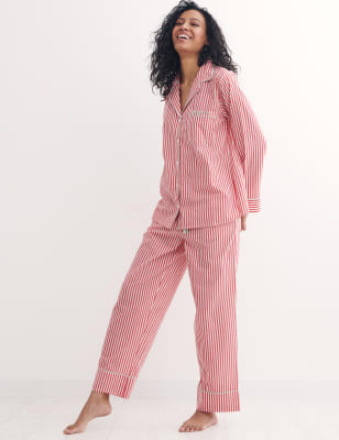 

Womens Nobody's Child Pure Cotton Striped Pyjama Set - Red Mix, Red Mix