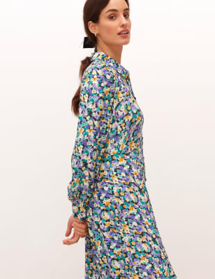 

Nobody's Child Vestido camisero maxi a media pierna con estampado de florecillasWomens - Multi, Multi