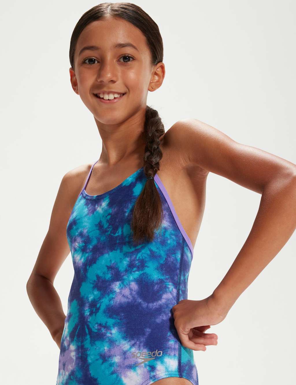 Allover Digital Lane Line Back Swimsuit (5-14 Yrs) image 4