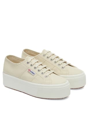 2790 Acotw Canvas Flatform Lace Up Trainers