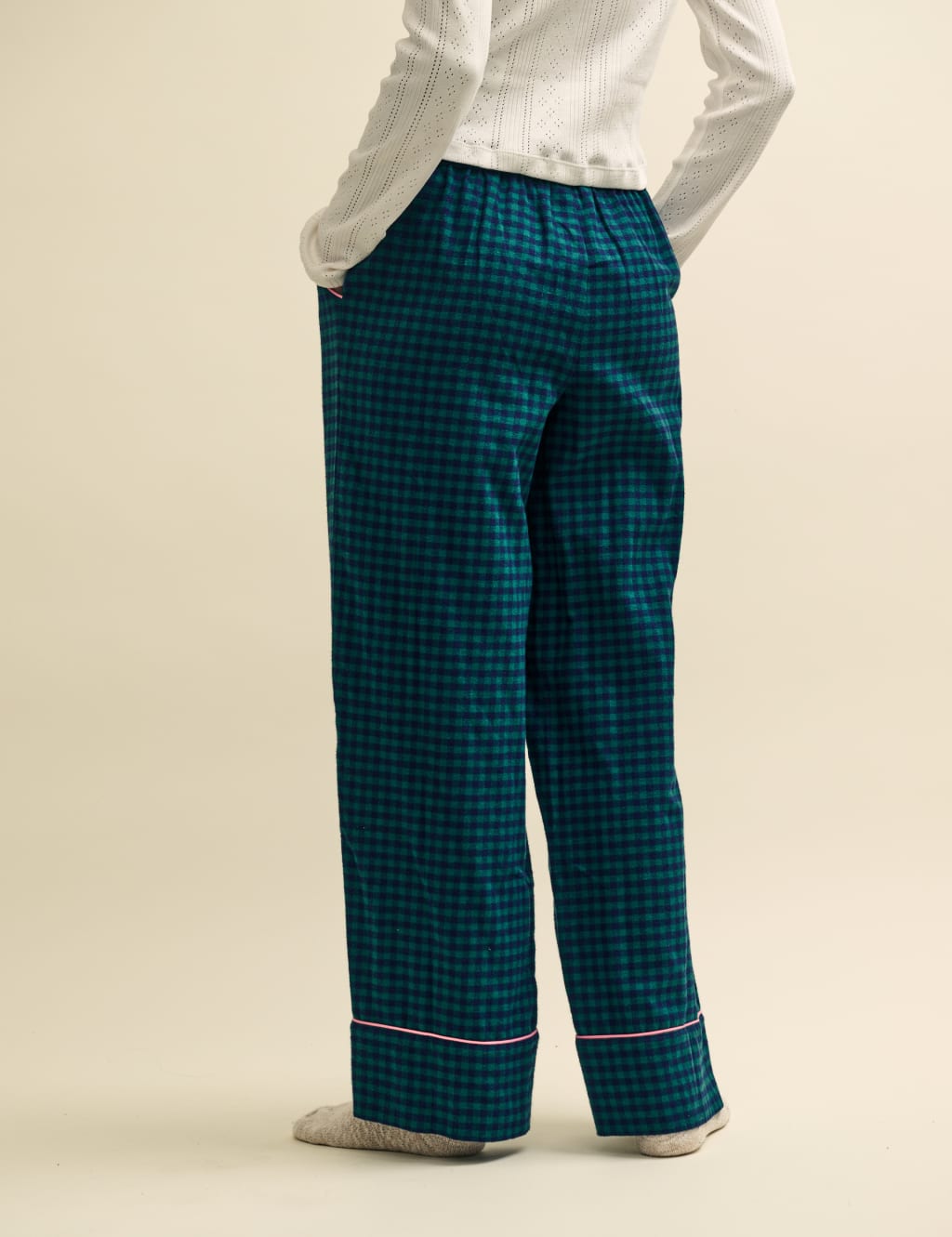 Pure Cotton Checked Pyjama Bottoms image 3