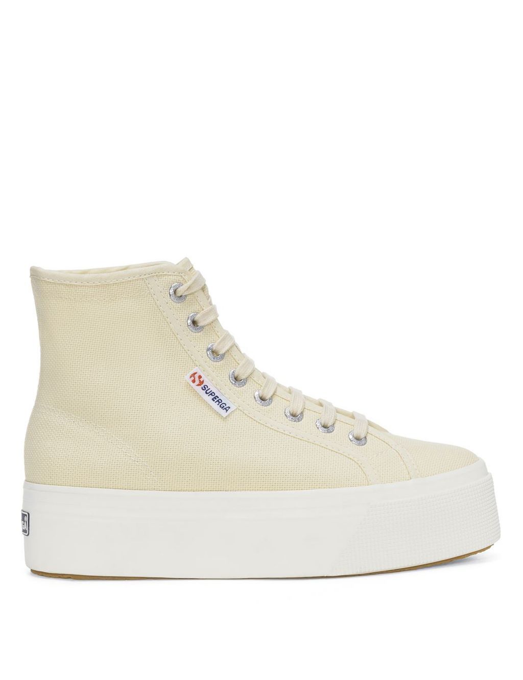 Canvas Lace Up High Top Trainers image 1