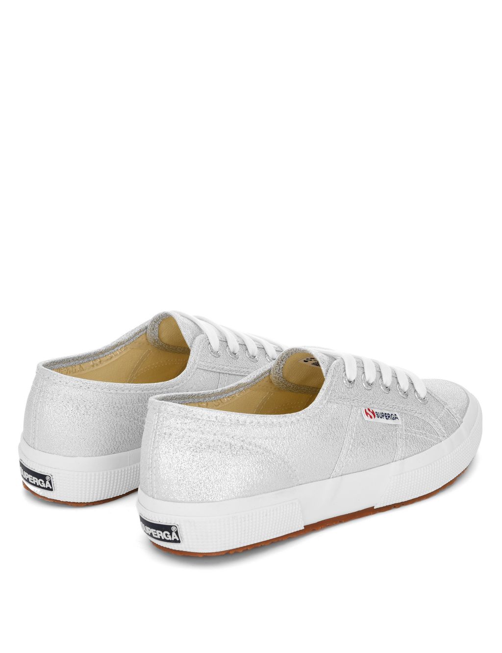 Canvas Lace Up Glitter Trainers image 4