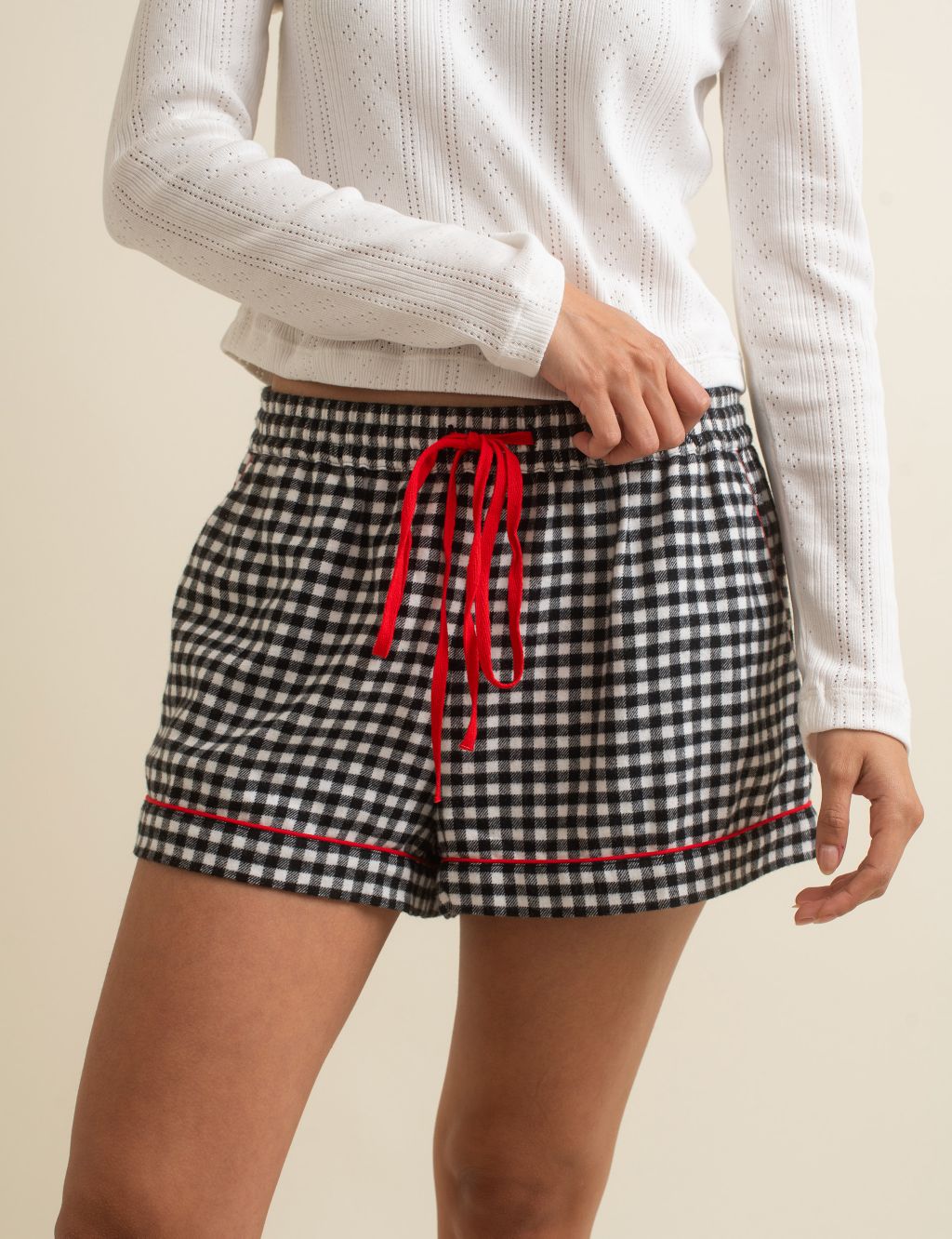 Pure Cotton Checked Pyjama Shorts image 1