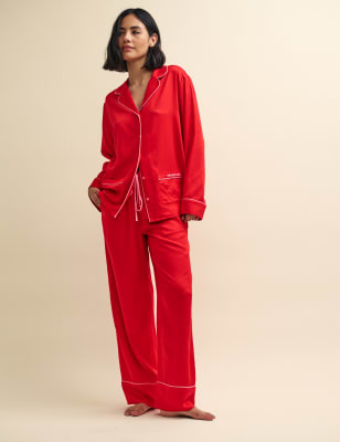 

Womens Nobody's Child Schlafanzugset mit Reverskragen - Red, Red