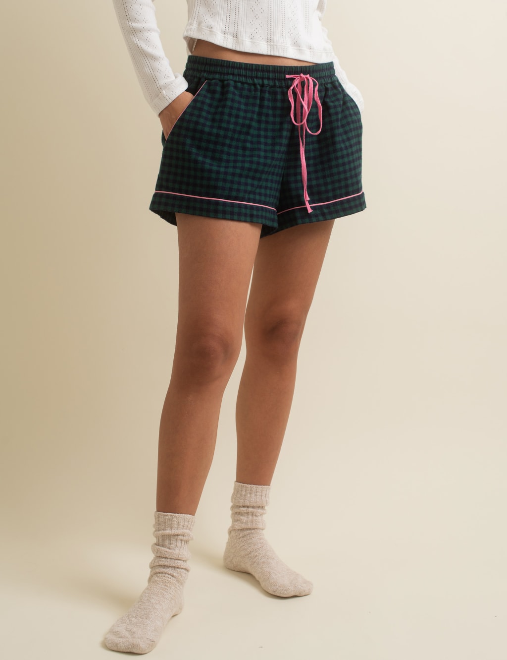 Pure Cotton Checked Pyjama Shorts image 1