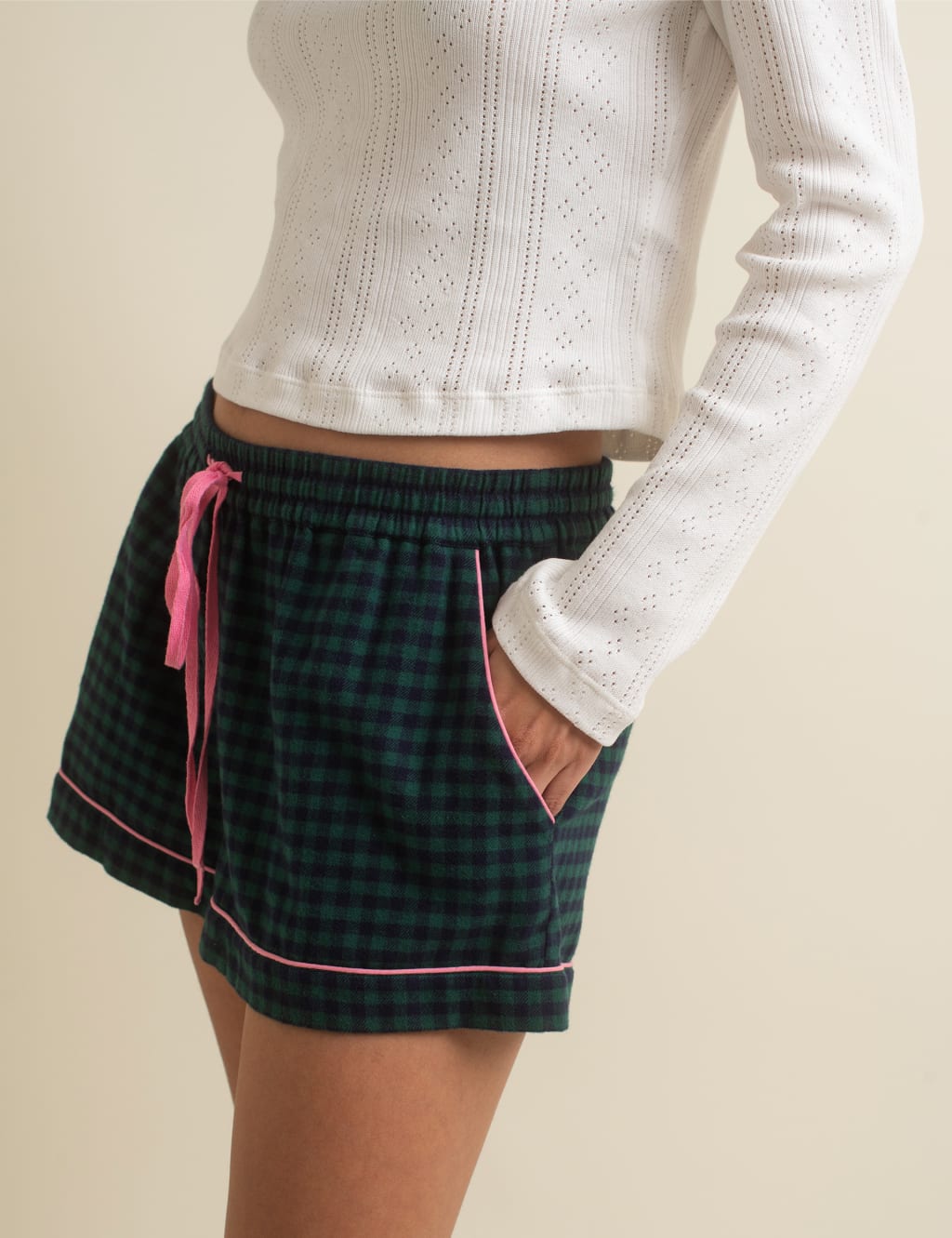 Pure Cotton Checked Pyjama Shorts image 2