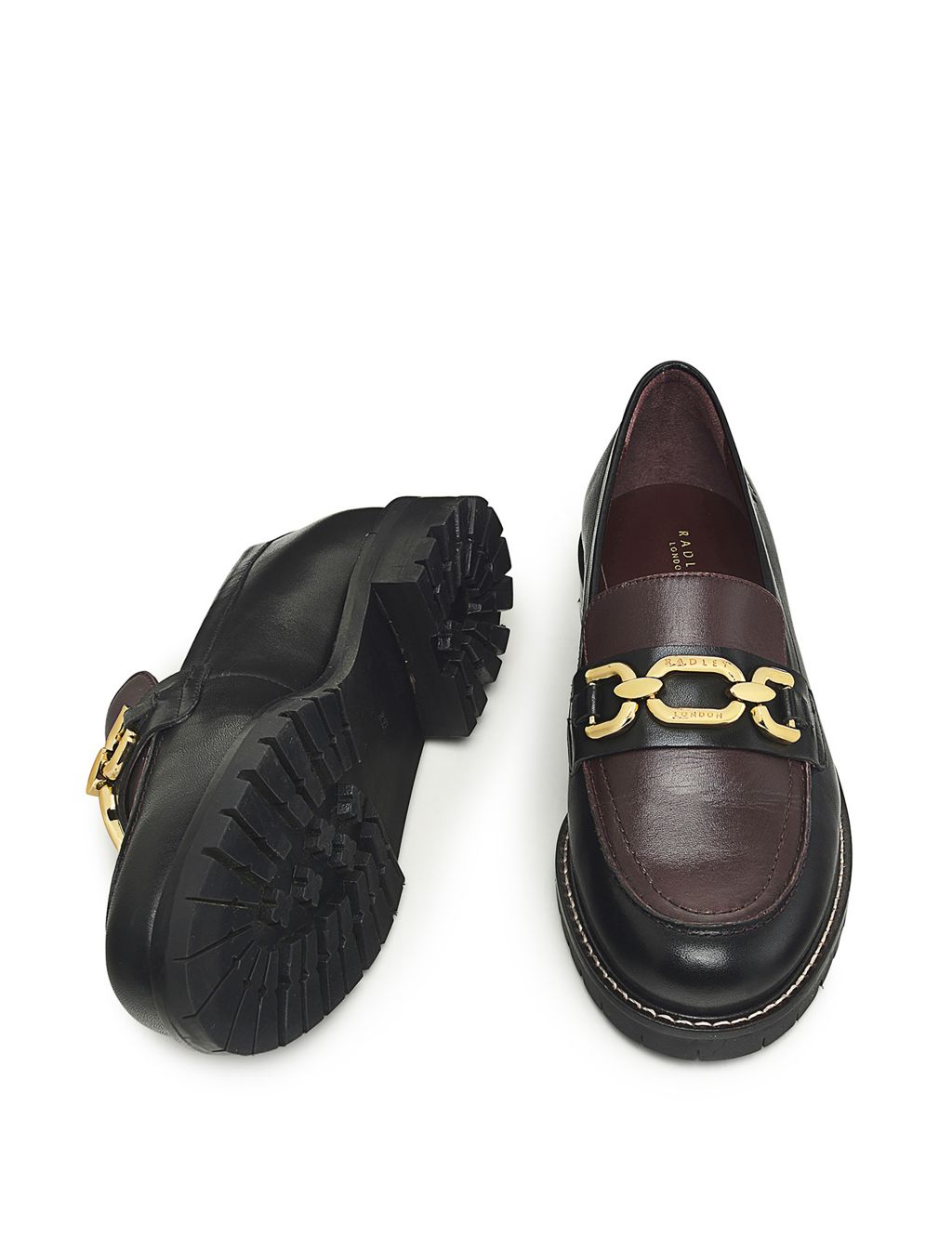 Leather Chunky Chain Detail Loafers image 4