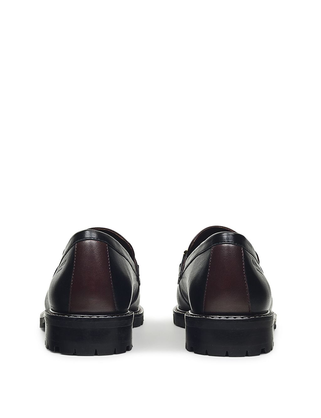 Leather Chunky Chain Detail Loafers image 5