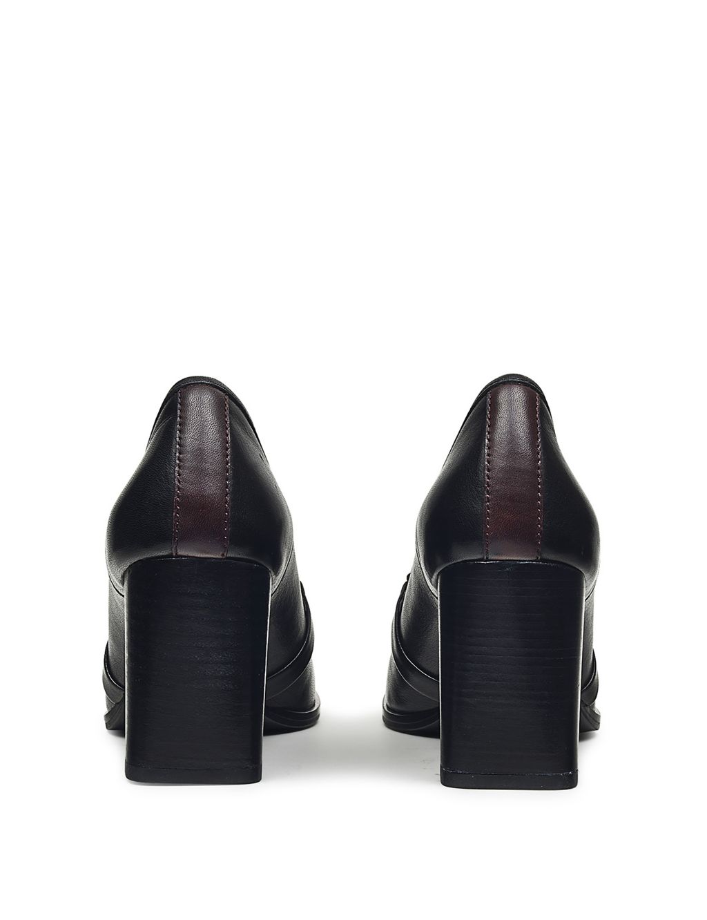 Leather Chunky Block Heel Loafers image 5