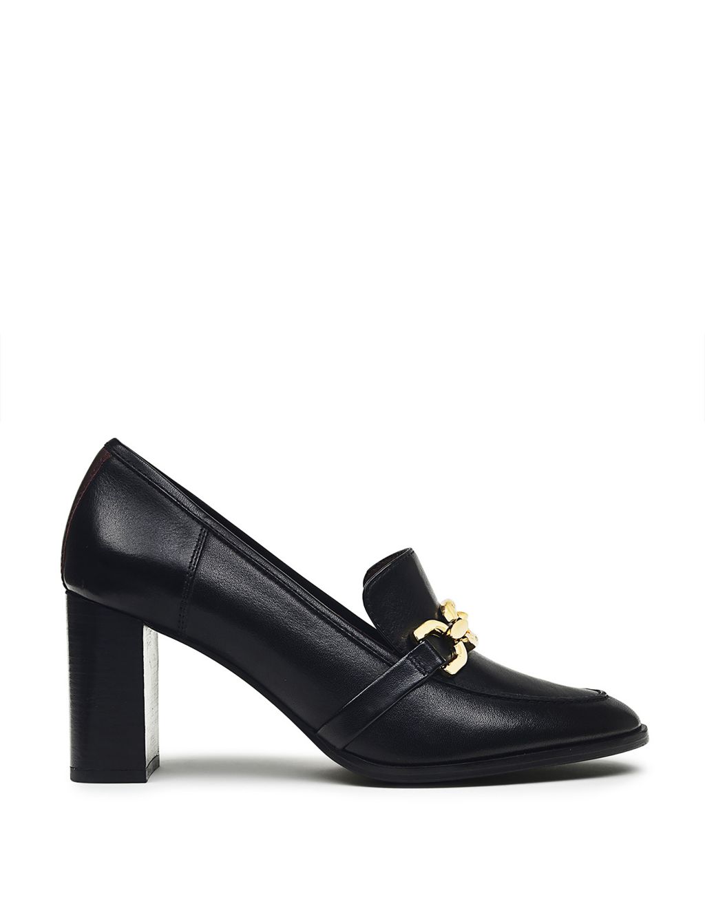 Leather Chunky Block Heel Loafers image 2