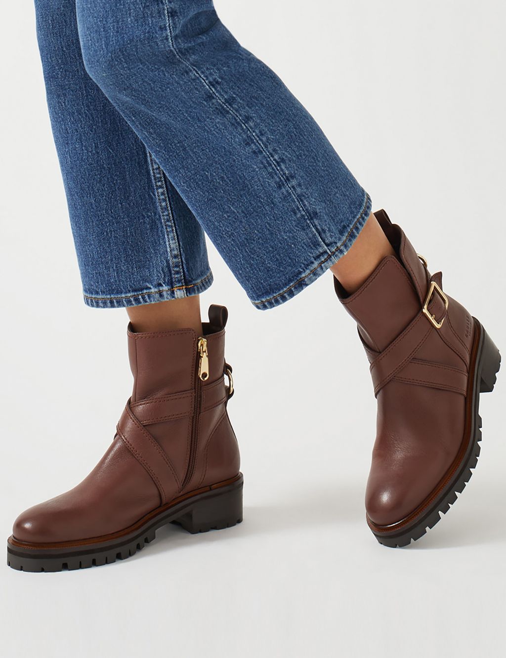 Leather Chunky Buckle Ankle Boots image 1