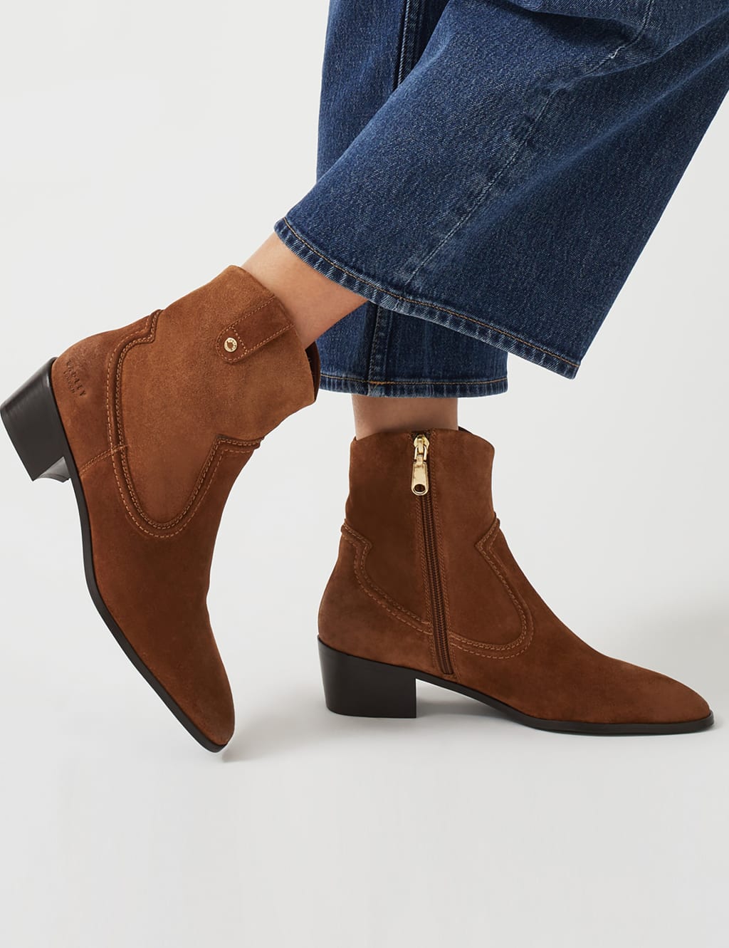 Leather Block Heel Ankle Boots image 1